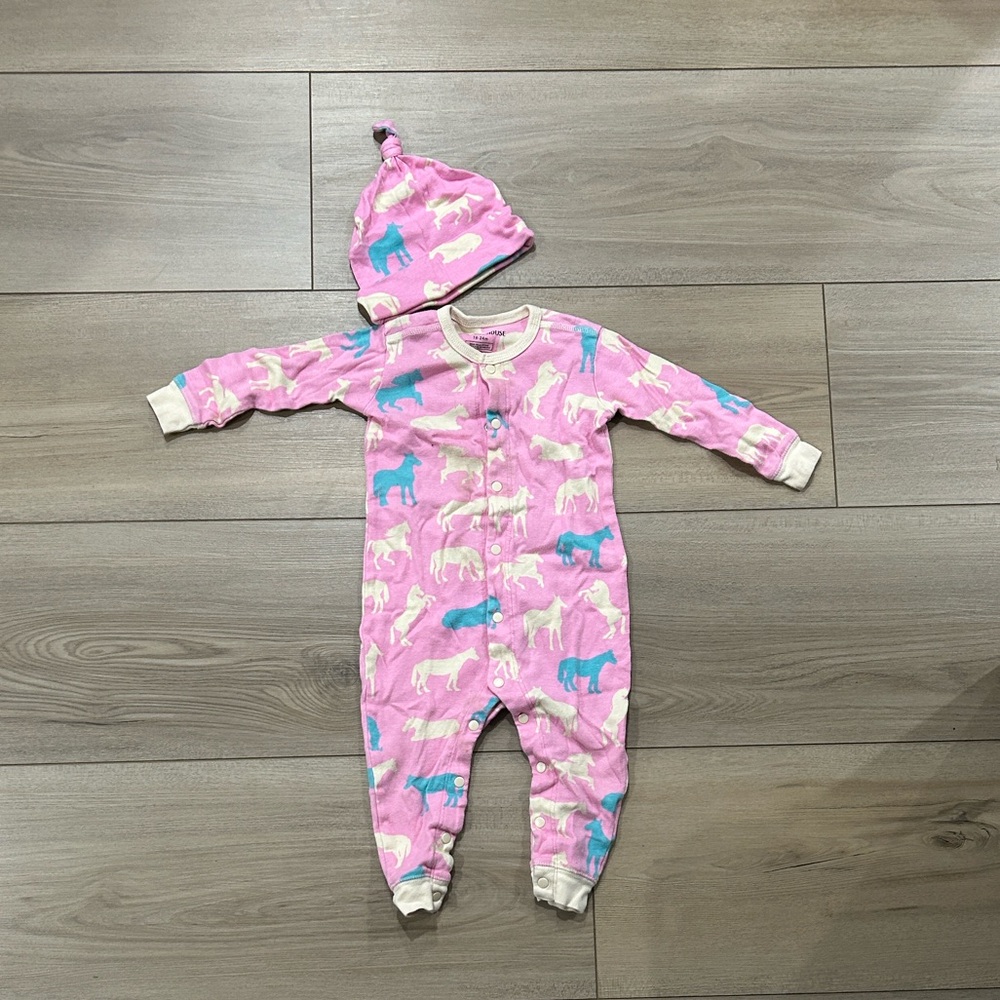 Charming Pink and Cream Kids Footie with Hat